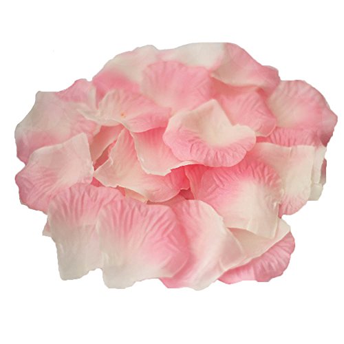 JUYO VONSAN 1000pcs Rose Petals Wedding Flowers Favors for You Special Wedding (Pink & Ivory)