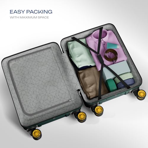 Image of Safari Cabin Polypropylene Spinner Pentagon Pro 8 Wheels 55Cm Trolley Bag Hard Case, 360º Wheeling Carry-On Luggage for Men & Women, Travel Bag, Suitcase for Travel, Dusk Green