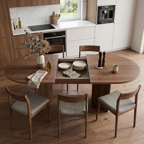 HIYYIH Mesa de Comedor Extensible Ovalada