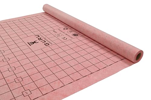GURU USA Water-Stop Shower Waterproofing Membrane Roll, Bathroom Water Blocker, Waterproof Tape for Wall, Tile, Flooring, Crack Isolation, & More, 1 x 5 m (54 ft²) Roll