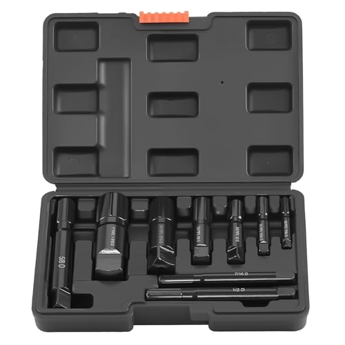 VEVOR Kit Extracteurs de Tuyaux Cassés 9PCs, Outils d'Extraction de Tuyaux avec Coffret, pour Retirer les Raccords Filetés Endommagés 1/8 à 1 pouce 3-25 mm...