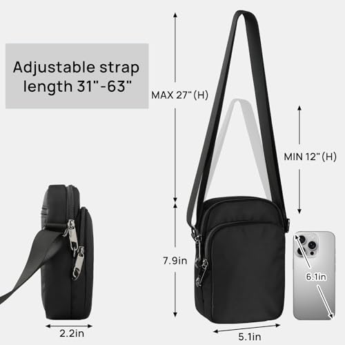 Small Crossbody Bags for Women Men RFID Blocking Anti-theft Crossbody Purse with Locking Zippers Sling Bag for Travel3
