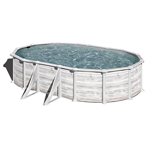 Gre Piscina De Acero Elevada,Ovalada Con Aspecto Acero Nórdico. Piscinas Desmontables Para Jardín. 500 X 300 X 132 Cm - Piscina Kitprov508N Groenlandia.