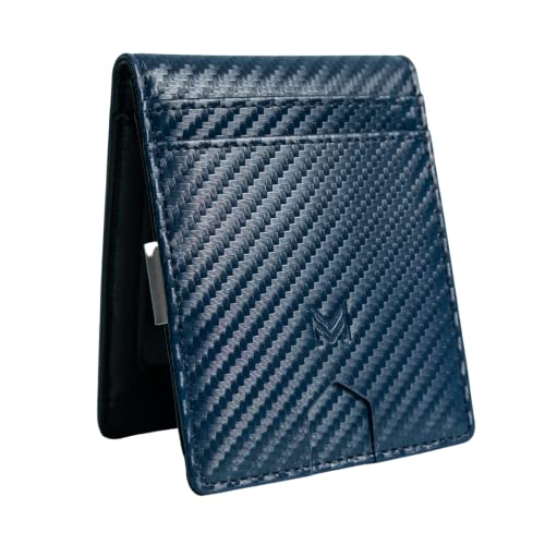 Milland Premium Minimalist Men's Wallet with RFID Blocking, Money Clip, and Card Holder - Elegant Gift Box (Bi-Fold Wallet, Carbon Blue & Black)