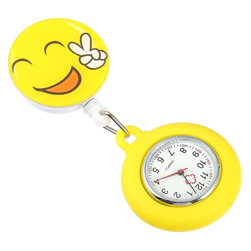 OATIPHO 1個 ナースウォッチ pocket watch 時計フォブ 格納式フォブウォッチ 金の懐中時計 リトラクタブル 女性 腕時計 看護懐中時計 電子懐中時計 亜鉛鉄合金 Yellow
