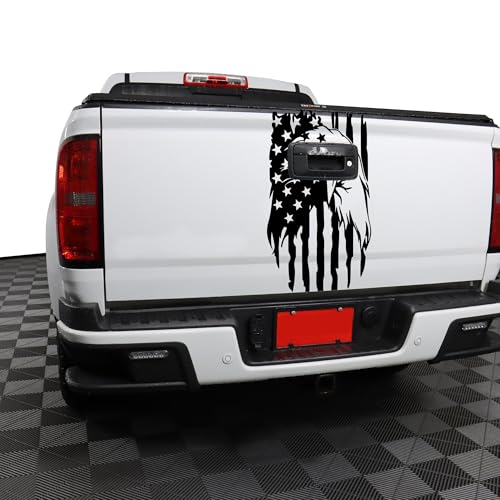 Image of Truck Decals,White American Flag Decal,Creativity American Flag Car Decal,Truck Tailgate Vinyl Decal Compatible with Most Trucks and Car Window,Truck Decals for Men(White Eagle 16x9in)