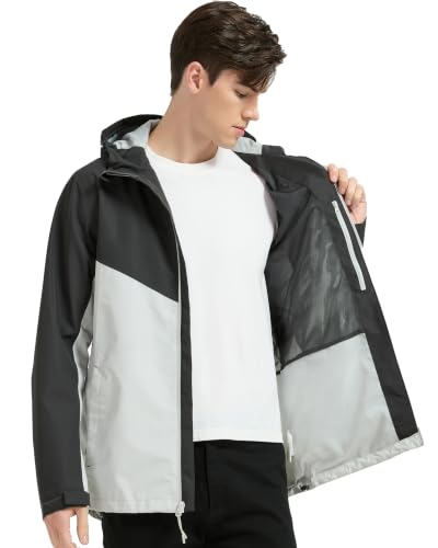 Image of NORDIC OUTLAND Mens Lightweight Hooded Waterproof Rain Jacket Breathable Raincoat Shell for Outdoor Mountain Hiking