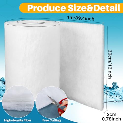 Image of Aquarium Filter Pad - Aquarium Filter Media, Aquarium Filter Floss,39.4 x 11.8in Filter Pad, Filter Floss for Fish Tank, Aquarium, Ponds,Garden?Saltwater, Fershwater,Plant, Trutle(White)
