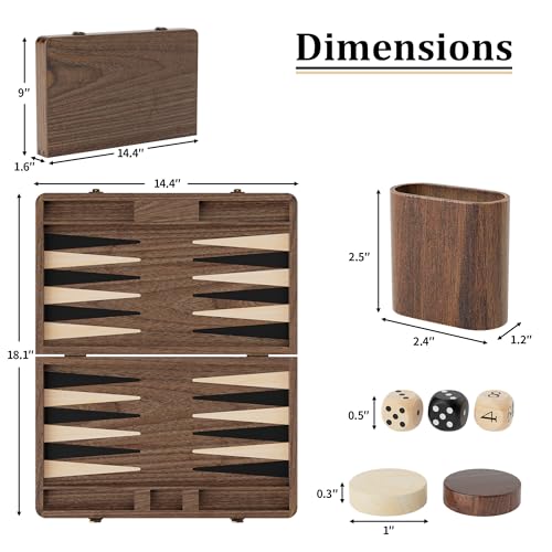 Premium Backgammon-Set aus Schwarznussbaumholz - Luxus-Reisespiel (Mit Würfeln & Verdoppler)