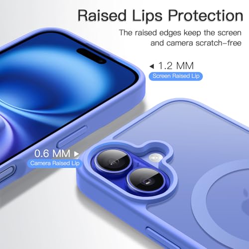 Image of JETech Magnetic Cover Case for iPhone 16 Plus 6.7-Inch Compatible with MagSafe, Translucent Matte Back Slim Shockproof Phone Cover (Ultramarine)