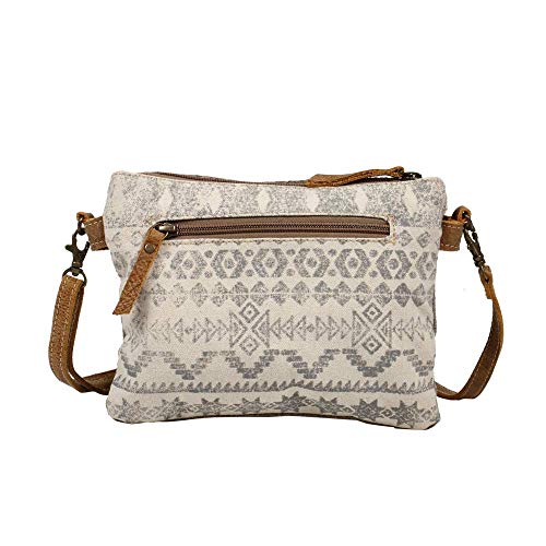 Myra Bag Floral Upcycled Canvas & Cowhide Leather Small Crossbody Bag S-12193