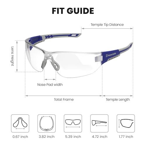 IMPACTABLE New Slim Fit Safety Pickleball Glasses,ANSI Z87.1 Scratch Resistant Antifog Lenses for Men and Women, Sport Goggles for Racquetball, Squash Ball (Blue/Grey) by IMPACTABLE - Image 3
