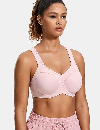 Image of SYROKAN Women's Full Support High Impact Racerback Lightly Lined Underwire Sports Bra