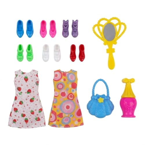 Image of SHAKTISM Doll Set for Girls with Makeup, Dress, Accessories, Wardrobe Closet, Hangers, Necklace, Multicolor, 3 Years and Up (Shine Fashion Doll)