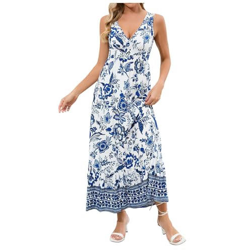 Robe longue fleurie col V silhouette élancée et confort