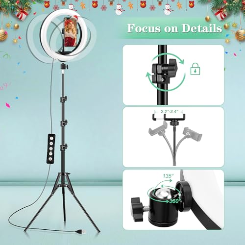 LED Ringlicht mit Stativ Handy 10 Zoll - 40 RGB-modi Dimmbare Selfie Licht Ringleuchte Ring Light Lichtring Ringlampe - Handystativhalter mit Lampe für Smartphone Kamera YouTube Vlog Fotografie 5
