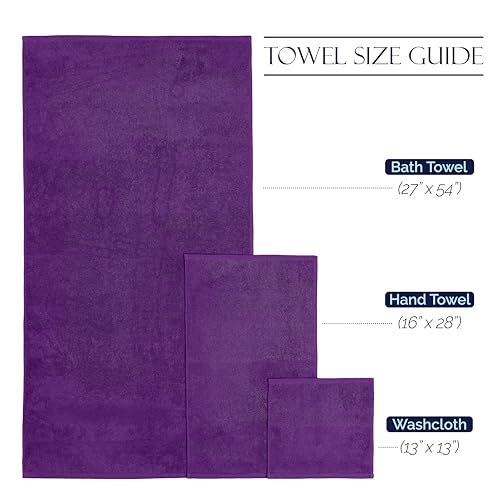 Image of Elegant Comfort Premium Cotton 8-Piece Towel Set, Includes 4 Washcloths, 2 Hand Towels and 2 Bath Towels, 100% Turkish Cotton - Highly Absorbent and Super Soft Towels for Bathroom, Purple