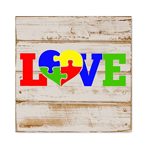 Panneau bois Love Autism Evans1nism pour briser la monotonie d'un mur blanc classique