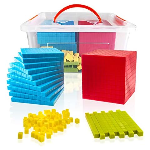 BRABURG Base Ten Starter Set - 121PCs Base Ten Learning Manipulative Teach Kids Volume, Place Value and Number Concepts for Early Counting Math in School or Home Cover
