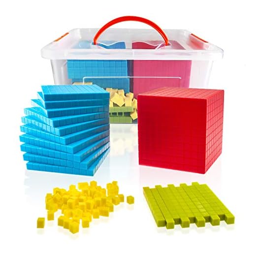 Conjunto de Bloques Base Diez, 121PCS Base 10 Set Aprendizaje de matemáticas Manipulativo Enseñar a los niños Volumen, Conceptos numéricos y de Valor posicional para matemáticas tempranas de conteo