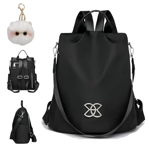 Anti-Theft Large Capacity Backpack, Leisure Shoulder Bag for Women, Crossbody Oxford Cloth Lightweight Backpack Waterproof (Black)