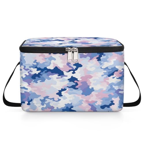 GzLeyigou Light Fashion Camo Lunch Bags for Women Men 9 Cans, Hot & Cold Food Delivery Bag Insulated Grocery Bag Insulated Lunch Box Camouflage Cooler Bag for Office Work Picnic Beach