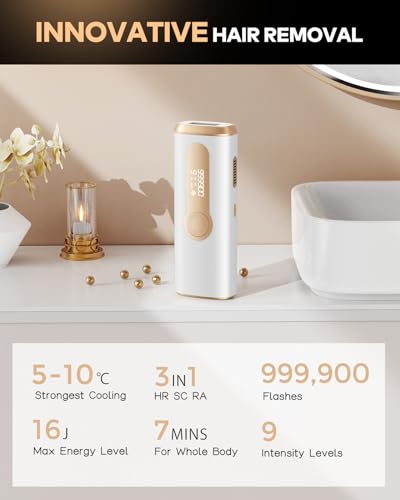LYSMOSKI Laser Hair Removal with Cooling System, IPL Hair Removal for Women and Men, 3-in-1 At-Home Hair Removal Device for Facial Legs Arms Whole Body Use, 9 Energy Levels - Thumbnail 7