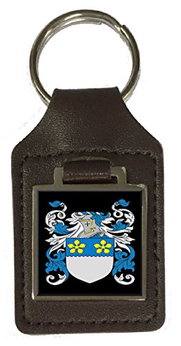 Porte-clés en cuir armoiries familiales Beale marron pour clé