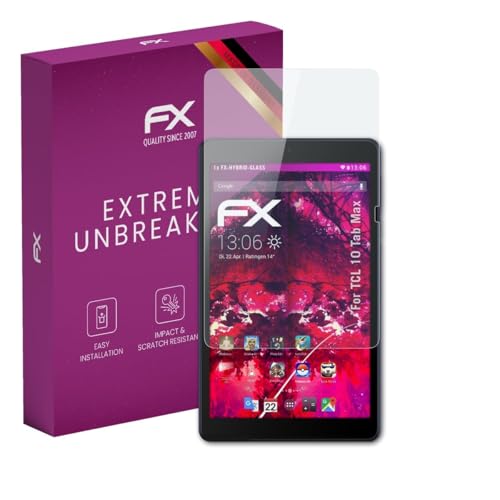 atFoliX Lámina Protectora de plástico Cristal compatible con TCL 10 Tab Max Película Vidrio, 9H Hybrid-Glass FX Protector Pantalla Vidrio templado de plástico