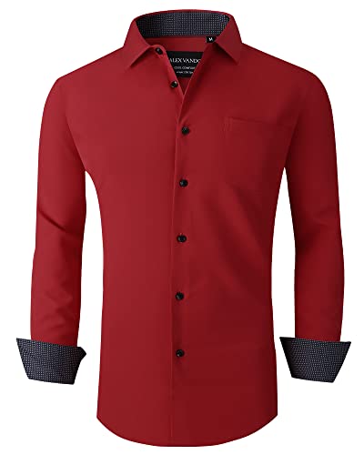 Alex Vando Mens Dress Shirts Regular Fit Long Sleeve Stretch Business Dress Shirts for Men