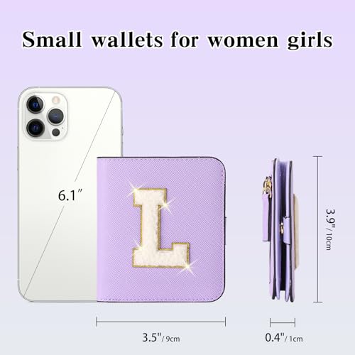 Image of RNIEGA Initial Wallet Women Small Teen Girl Gifts Trendy Stuff Girls Wallets Personalized Christmas Birthday Gift for Women Friends Daughter Granddaughter 6 7 8 9 10 11 12 13 Year Old Purple L