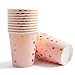 200Pcs Pink Disposable Paper Plates Cups Napkins Set - Party Supplies, Gold Dots on Pink 50 Dinner Plates 50 Dessert Plates, 50 Napkins and 50 9 oz Cups for Baby Shower Birthday Parties