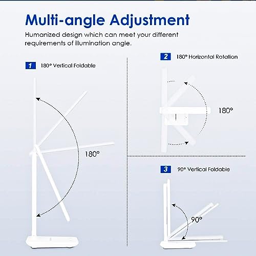 LED Desk Lamp with Wireless Charger and USB Charging Port, Desk Lamp with Clock, Alarm, Date, Temperature Function, 5 Brigntness, 3 Colour Modes, Desk Light for Home Office Work Study（White） - Image 6