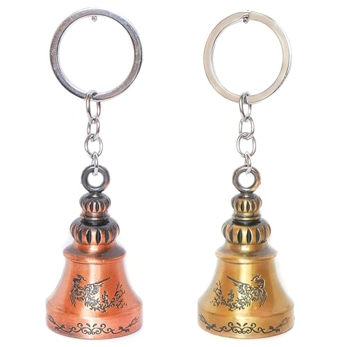 Image of Good Luck Keychain for Men and Women Tibetan Guardian Bell Metal Key Chain for Bike, Car, Scooty and Bag Keychains & Keyrings Classic Antique Temple Bell Keychains Birthday Gift