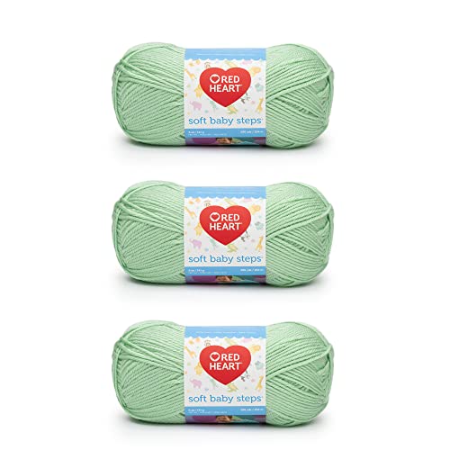 Image of Red Heart Soft Baby Steps Yarn for Crocheting, Baby Green, 3-Pack | #4 Medium Worsted Weight, 100% Acrylic, Soft Texture for Knitting Blankets, Sweaters, Hats, Garments, 256 yards, 141g /5oz