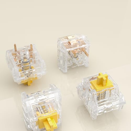 Image of Zhouwang Crystal Yellow Switches, 3-Pin Pre-Lubricated Linear Switches, Dustproof and Waterproof for Mechanical Keyboards. (108Pcs)