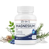 PuraVita 15 in 1 Magnesium Glycinate Capsules, with Ashwagandha & L-Theanine, Cortisol Supplements, Supports Bone, Muscle, Nerves & Heart Health, Ultra Strength & Max Absorption, 120 Capsules