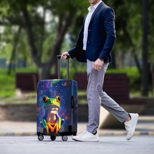 Image of Mumeson Galaxy Frog Luggage Cover for Suicase Elastic Suitcase Protectors Protective Zipper Luggage Covers Fit 18-32 Inches Suitcase