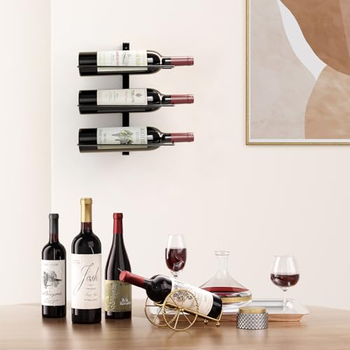 Image of B4Life Wine Rack Wall Mounted 3 Bottles, Hanging Wink Racks Small Space | Small Apartments Wine Selection, Newcomers, Dress up a Blank Wall, Small Wine Rack, Home Bar, Modern, Cellar, Kitchen