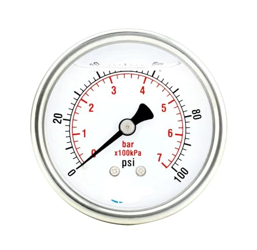 Manomètre de 2 po anti-vibration avec boîtier inox liquide 100 psi