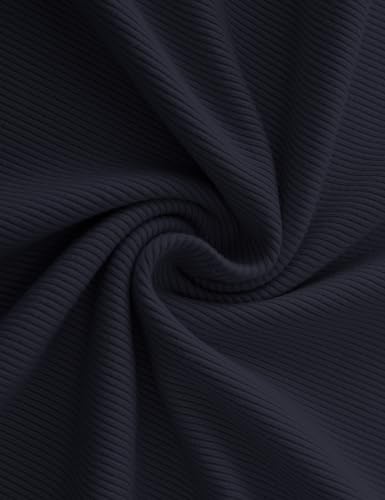 Aottori T-Shirt Verano Mujer Camiseta Manga Corta Básica Tops Cuello Redondo Elegante Camisetas de Punto Acanalado Ligero Casual Túnica Azul Marino S