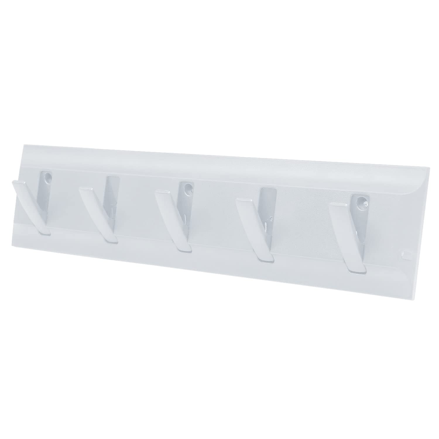 M1ss White 5 Pegs Wall Mounted Hook Rack Clothes Holder Anti Tear For Coats, Towels, Keys, Bags, Umbrellas Of Durable Plastic Unique Space Saver Retractable With Screws And Anchors, Each Peg Holds 2.5 Kg (White)