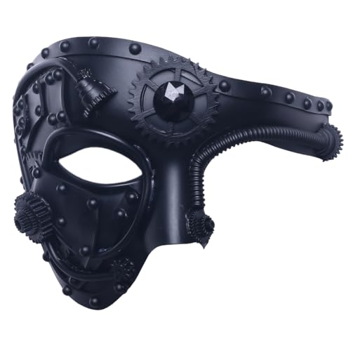 VIULIKT Steampunk Mask Black Mens Venetian Masquerade Masks for Halloween Costume Mardi Gras Ball Decorations Handcrafted.