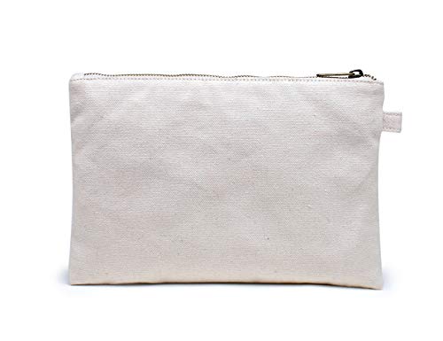 Cosmetic Bag Multipurpose Makeup Bag with Zipper Cotton Canvas Bag Travel Toiletry Pouch DIY Craft Bag Pencil Bag (Beige, s)