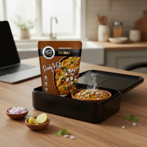 Image of FzyEzy Freeze-Dried Pav Bhaji Masala | Authentic Mumbai Street-Style Curry Paste | Ready in Minutes - Just Add Hot Water | Vegetarian Indian Meal | Travel-Friendly & Preservative-Free | 65g Pack