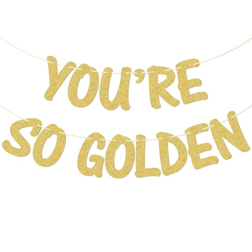 Qttier You're So Golden Banner, Golden Birthday Decorations