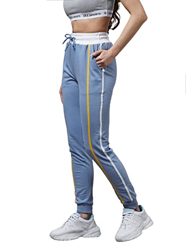 Image of Miss Chase Women's Blue Solid Regular Joggers