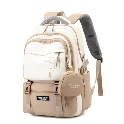 Image of TS WITH TECHSUN College Laptop Backpack for Women & Teens with Zipper Pouch | School Bag for Girls 13-14 Years | 18 Inch Book Backpack - Cute Accessory | Travel School Bag - Camping, Tuition, Coaching