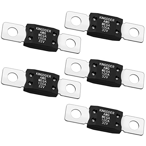 5 Pack MEGA/AMG 100A Fuse, Bolt Fuses 32V, High Current Bolt Mount Fuses - Time Delay, Bolt On, for Cars, Trucks, Construction Vehicles, Buses, Caravan Cars, Boats