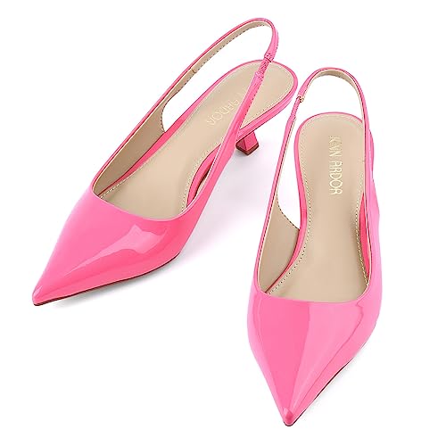 Image of JENN ARDOR Slingback Heels for Women Low Heels Dress Shoes Kitten Pumps Dressy Heeled Sandals Wide Width Fashion Casual Shoes